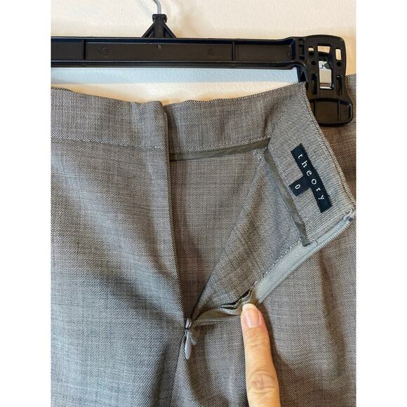 Theory Wool Lane Blend Knee Length Gray Pencil Skirt Pockets Career Size 0 - Picture 7 of 11